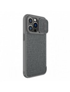 Nillkin Qin Cloth Pro Case Fodral För iPhone 14 Pro Max Kameraskydd Hölster Cover Flip Fodral Grå