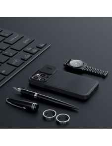 Nillkin Qin Cloth Pro Case Fodral För iPhone 14 Pro Max Kameraskydd Hölster Cover Flip Fodral Grå
