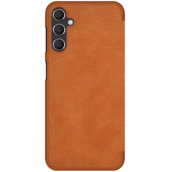Samsung Galaxy A14 5G / Galaxy A14 Nillkin Qin Series PU Läder Flip Fodral Brun