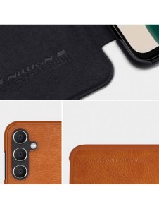 Samsung Galaxy A14 5G / Galaxy A14 Nillkin Qin Series PU Läder Flip Fodral Brun