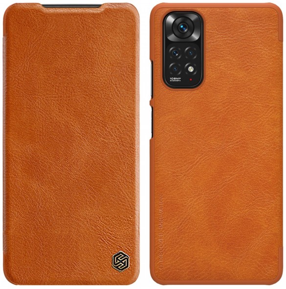 Nillkin Qin läderfodral för Xiaomi Redmi Note 11S / Note 11 brun