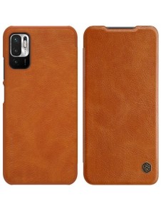 Nillkin Qin läderhölsterfodral till Xiaomi Redmi Note 10 5G brun