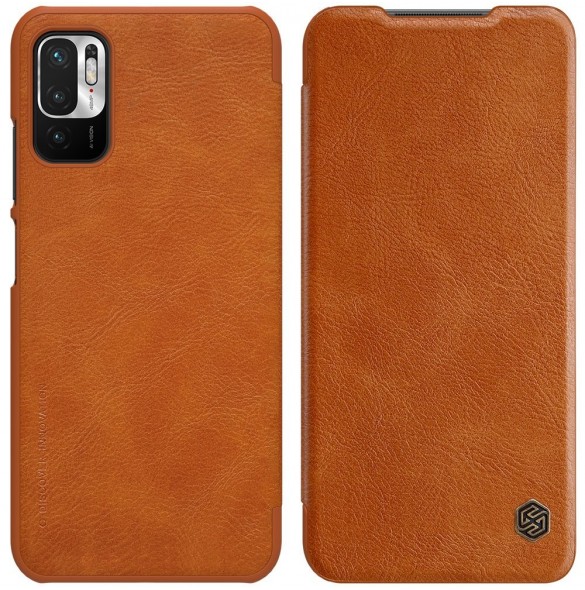 Nillkin Qin läderhölsterfodral till Xiaomi Redmi Note 10 5G brun