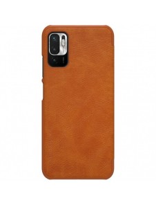 Nillkin Qin läderhölsterfodral till Xiaomi Redmi Note 10 5G brun