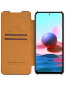 Nillkin Qin läderhölsterfodral till Xiaomi Redmi Note 10 5G brun