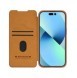 Nillkin Qin Pro Läder Flip Fodral till iPhone 15 med kameraskydd - Brun