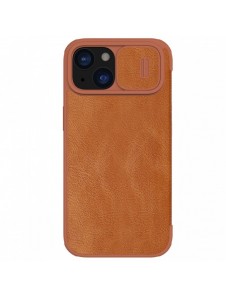 Nillkin Qin Pro Läder Flip Fodral till iPhone 15 med kameraskydd - Brun