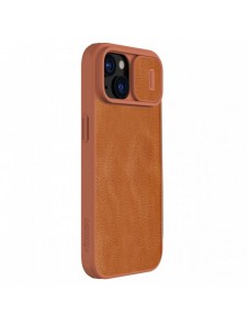 Nillkin Qin Pro Läder Flip Fodral till iPhone 15 med kameraskydd - Brun