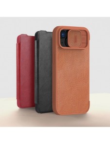 Nillkin Qin Pro Läder Flip Fodral till iPhone 15 med kameraskydd - Brun