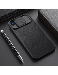 Nillkin Qin Pro Läder Flip Fodral till iPhone 15 med kameraskydd - Brun