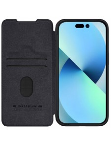 Nillkin Qin Pro Läder Flip-fodral med kameraskal till iPhone 15 Plus - Svart