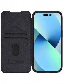 Nillkin Qin Pro Läder Flip-fodral med kameraskal till iPhone 15 Plus - Svart