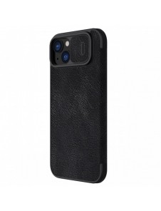 Nillkin Qin Pro Läder Flip-fodral med kameraskal till iPhone 15 Plus - Svart