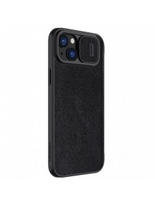 Nillkin Qin Pro Läder Flip-fodral med kameraskal till iPhone 15 Plus - Svart