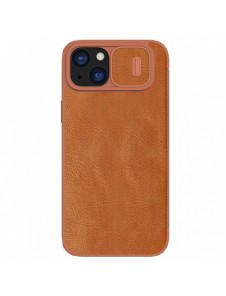 Nillkin Qin Pro Läder Flip-fodral med kameraskal till iPhone 15 Plus - Brun