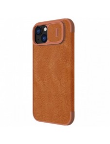 Nillkin Qin Pro Läder Flip-fodral med kameraskal till iPhone 15 Plus - Brun