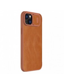 Nillkin Qin Pro Läder Flip-fodral med kameraskal till iPhone 15 Plus - Brun