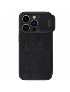 Nillkin Qin Pro Läder Flip-fodral med kameraskal till iPhone 15 Pro - Svart