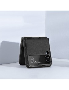 Nillkin Qin Vegan Läderfodral till Samsung Galaxy Z Flip 4 skal tillverkat av ekologiskt läderställ svart