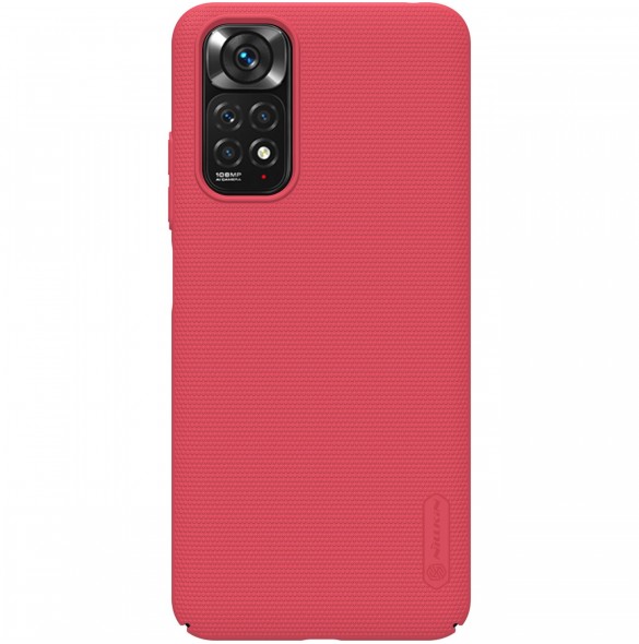 Nillkin Super Frosted Shield härdat fodral + ställ för Xiaomi Redmi Note 11S / Note 11 röd