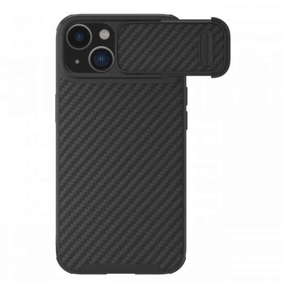 Nillkin Synthetic Fiber S Fodral iPhone 14 Plus med kameraskal svart