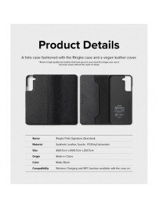 Ringke Folio Signature Flip Läderfodral för Samsung Galaxy S22 + (S22 Plus) Svart (FSS118R262)