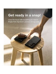 Ringke Folio Signature Flip Läderfodral för Samsung Galaxy S22 + (S22 Plus) Svart (FSS118R262)