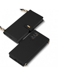 Ringke Folio Signature äkta läderfodral med flik och axelrem för Samsung Galaxy Note 20 svart (FS79R55)