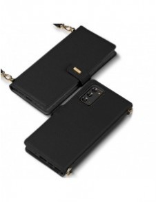 Ringke Folio Signature äkta läderfodral med flik och axelrem för Samsung Galaxy Note 20 svart (FS79R55)