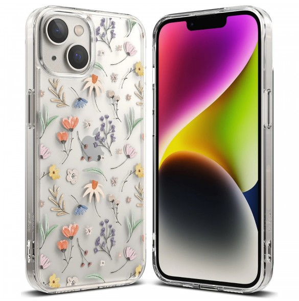 Ringke Fusion Design Armored Case Cover med Gel Ram för iPhone 14 Plus transparent (torra blommor) (FD637E30)