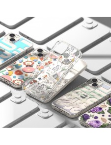 Ringke Fusion Design Armored Case Cover med Gel Ram för iPhone 14 Plus transparent (torra blommor) (FD637E30)