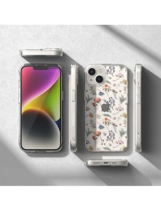 Ringke Fusion Design Armored Case Cover med Gel Ram för iPhone 14 Plus transparent (torra blommor) (FD637E30)
