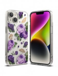 Ringke Fusion Design Armored Case Cover med Gel Ram för iPhone 14 Plus transparent (lila ros) (FD637E29)