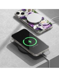 Ringke Fusion Design Armored Case Cover med Gel Ram för iPhone 14 Plus transparent (lila ros) (FD637E29)