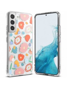 Ringke Fusion Design Armored Case Cover med Gel Frame för Samsung Galaxy S22 + (S22 Plus) transparent (Blommig) (F593R31)