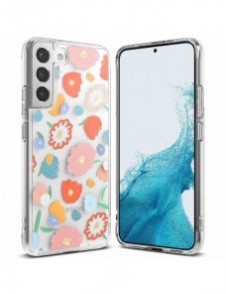 Ringke Fusion Design Armored Case Cover med Gel Frame för Samsung Galaxy S22 + (S22 Plus) transparent (Blommig) (F593R31)