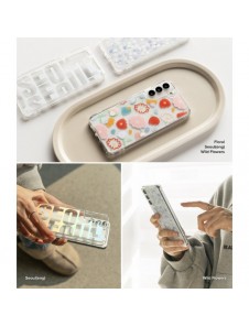 Ringke Fusion Design Armored Case Cover med Gel Frame för Samsung Galaxy S22 + (S22 Plus) transparent (Blommig) (F593R31)