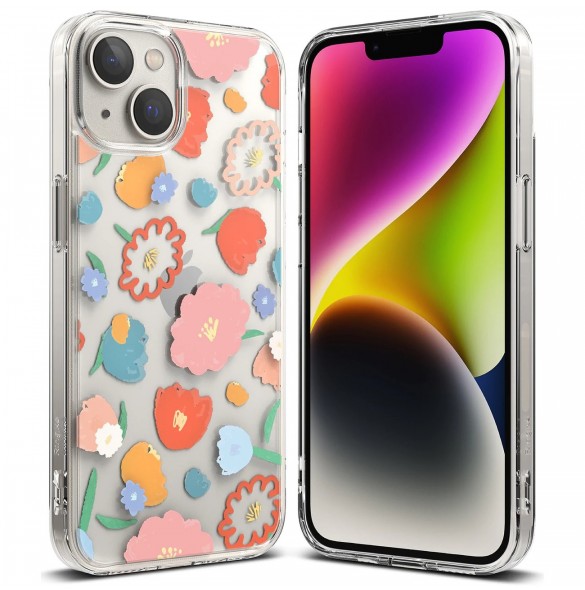 Ringke Fusion Design Armored Sleeve Cover med Gel Ram för iPhone 14 Plus genomskinlig (Floral) (FD637E31)