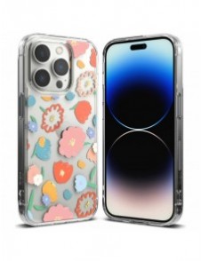 Ringke Fusion Design Armored Sleeve Cover med Gel Frame för iPhone 14 Pro transparent (Blommig) (FD641E31)