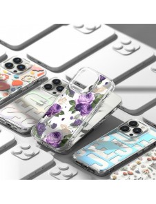 Ringke Fusion Design Armored Sleeve Cover med Gel Frame för iPhone 14 Pro transparent (Blommig) (FD641E31)
