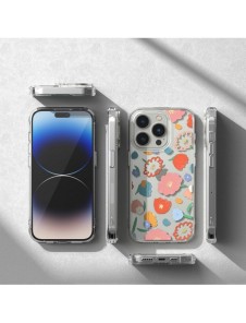 Ringke Fusion Design Armored Sleeve Cover med Gel Frame för iPhone 14 Pro transparent (Blommig) (FD641E31)