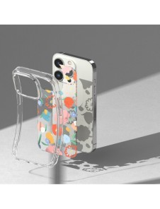 Ringke Fusion Design Armored Sleeve Cover med Gel Frame för iPhone 14 Pro transparent (Blommig) (FD641E31)