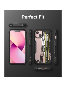 Ringke Fusion X Design hållbart PC-fodral med TPU Bumper för iPhone 13 svart (Biljettband) (FXD545E43)