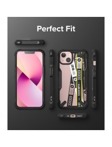 Ringke Fusion X Design hållbart PC-fodral med TPU Bumper för iPhone 13 mini svart (Biljettband) (FXD540E43)