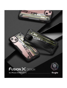 Ringke Fusion X Design hållbart PC-fodral med TPU Bumper för iPhone 13 mini svart (Biljettband) (FXD540E43)