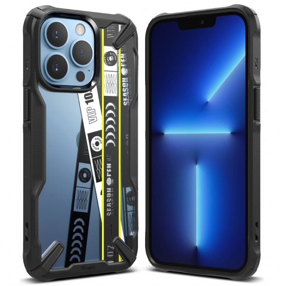 Ringke Fusion X Design hållbart PC-fodral med TPU Bumper för iPhone 13 Pro Max svart (Biljettband) (FXD555E43)