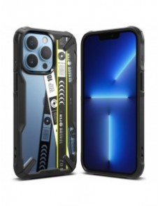 Ringke Fusion X Design hållbart PC-fodral med TPU Bumper för iPhone 13 Pro Max svart (Biljettband) (FXD555E43)