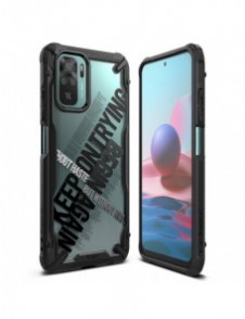 Ringke Fusion X Design hållbart PC-fodral med TPU Bumper för Xiaomi Redmi Note 10 / Redmi Note 10S svart (Cross) (XDXI0030)