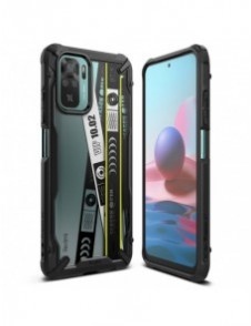Ringke Fusion X Design hållbart PC-fodral med TPU Bumper för Xiaomi Redmi Note 10 / Redmi Note 10S svart (Biljettband) (XDXI0