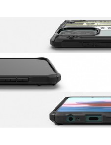 Ringke Fusion X Design hållbart PC-fodral med TPU Bumper för Xiaomi Redmi Note 10 / Redmi Note 10S svart (Biljettband) (XDXI0